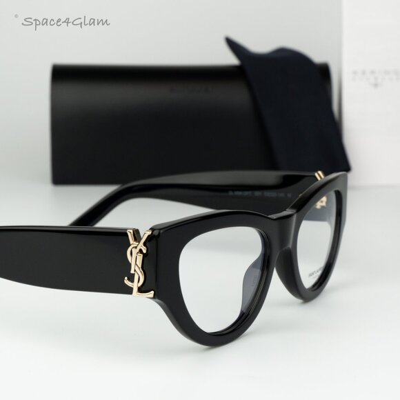 BRAND NEW Saint Laurent SLM94OPT 001 Black Demo Cat Eye Women Eyeglasses - Picture 1 of 9
